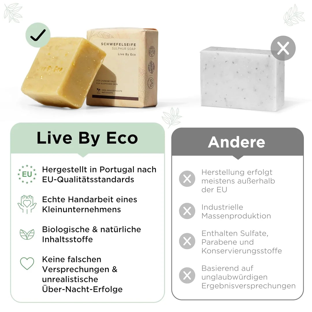 Schwefelseife Vergleich – Live By Eco vs andere Seifen, handgemacht in Portugal