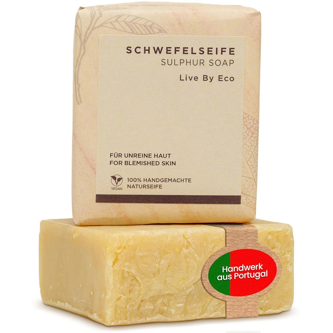 Live By Eco handgemachte Schwefelseife gegen Akne und fettige Haut